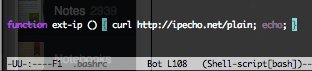 Function to display the external ip address